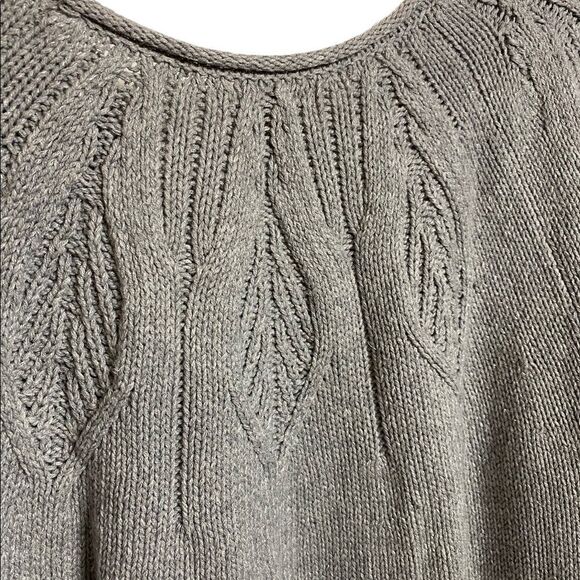 CHAPS Gray Oversized Leaf Cable Knit Sweater - Picture 9 of 12